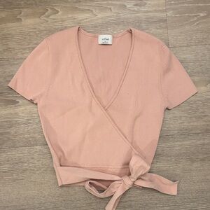 Wilfred Blush Ribbed Wrap Blouse